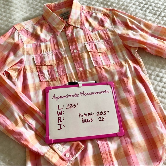 Guess Shirt Women’s S Button Down Pink Plaid Pastel Western Long Sleeve Colorful - Picture 6 of 8